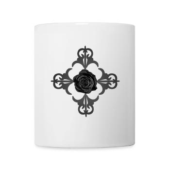 kreuze, Ranken, Rosenblüte, Gothic motive - Tasse - Weiß - Vorne