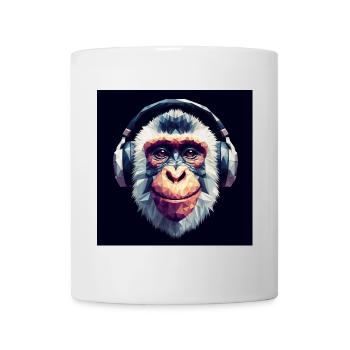 Singe avec des écouteurs - Mug blanc - blanc - Devant