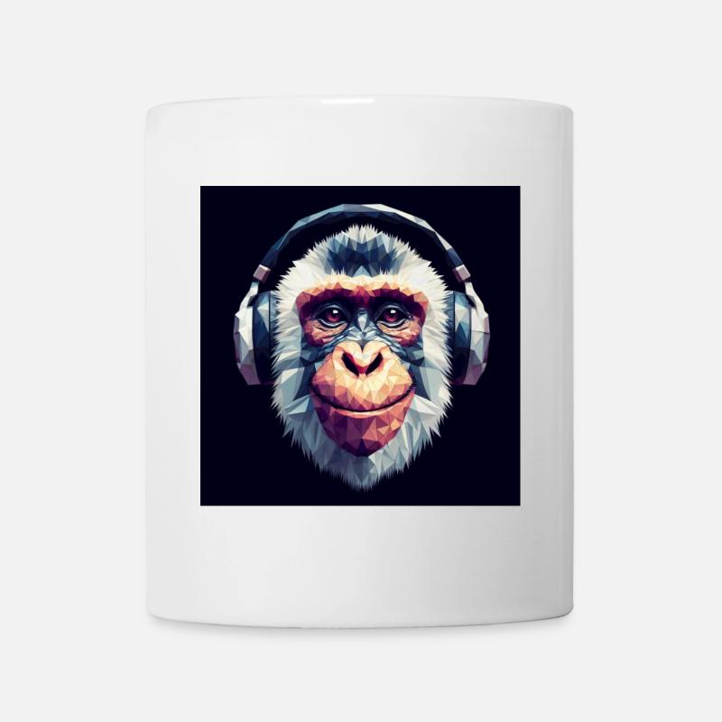 Affe mit Kopfhörer - Tasse - Weiß