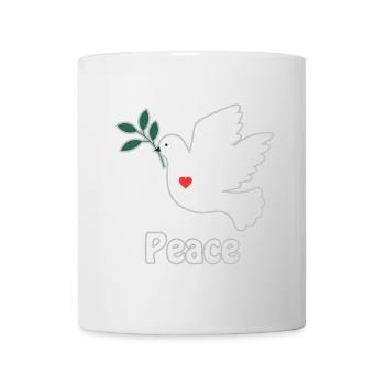 colombe de la paix blanche petit coeur rouge - Mug blanc - blanc - Devant