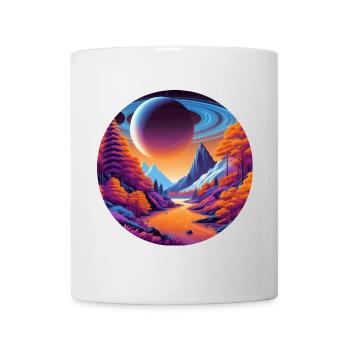 Landschaft Mond Berge Bäume - Tasse - Weiß - Vorne