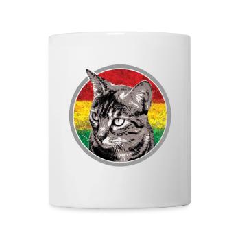 Cat face with reggae flag - Mug - white - Front
