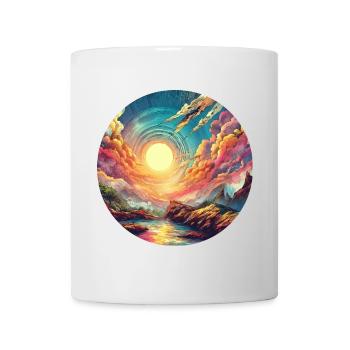Paysage Coloré Coucher De Soleil Rêve Bande Dessinée - Mug blanc - blanc - Devant