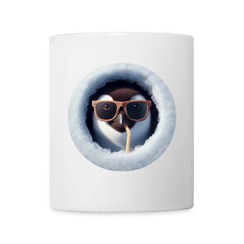 Pinguin mit Sonnenbrille und Strohhalm durch Eis - Tasse - Weiß - Vorne