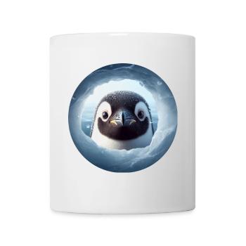 Penguin looking through snow hole - Mug - white - Front