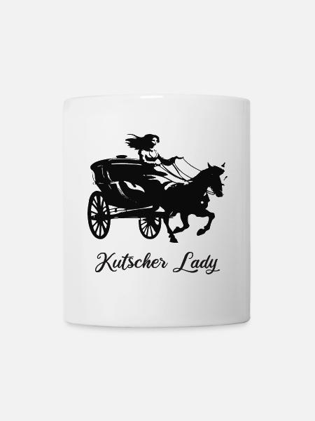 Kutscher Lady - Reiterin mit Pferdekutsche - Tasse - Weiß