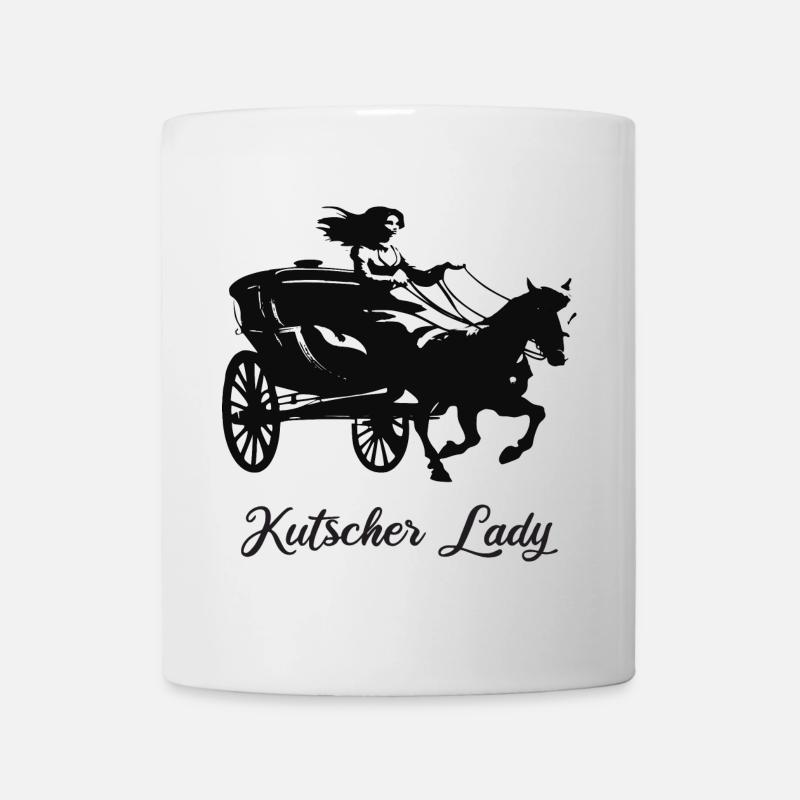 Kutscher Lady - Reiterin mit Pferdekutsche - Tasse - Weiß