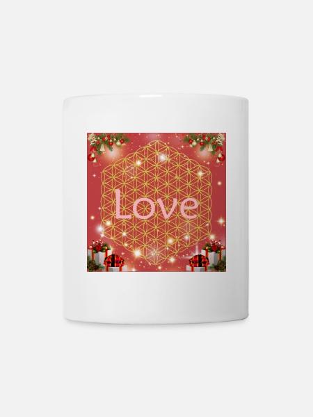 Fleur de vie amour cadeaux de Noël - Mug blanc - blanc