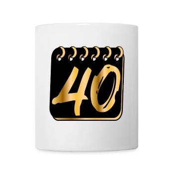 ZAHL 40 - Vierzig - 40. Geburtstag - Tasse - Weiß - Vorne