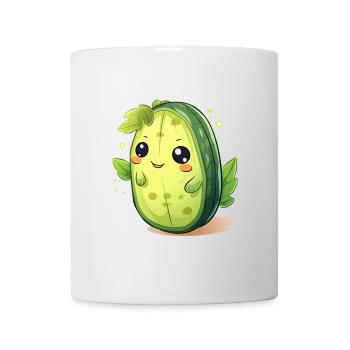 Kawaii Kaktus Gurke Männchen – Süßes Design - Tasse - Weiß - Vorne