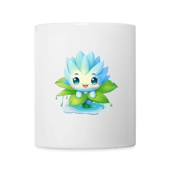 Mâle Kawaii sur nénuphar – Motif bleu - Mug blanc - blanc - Devant