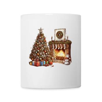 Festliche Weihnachtsdekoration mit Tannenbaum - Tasse - Weiß - Vorne