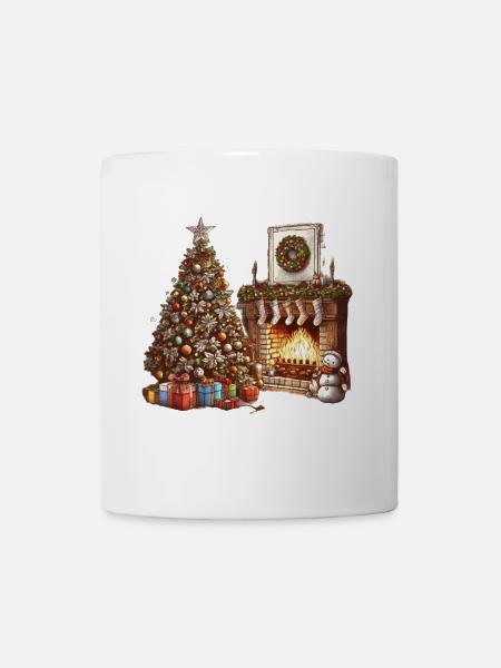 Festive Christmas decoration with Christmas tree - Mug - white