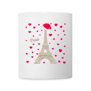 Eiffelturm Paris in der Weihnachtszeit, Liebe Herz - Tasse - Weiß - Vorne