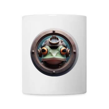 Frog with diving helmet looking through porthole - Mug - white - Front
