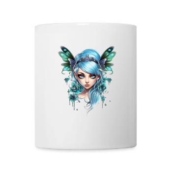 Fée Papillon aux cheveux bleus – Fantaisie - Mug blanc - blanc - Devant