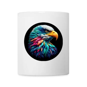 Eagle head colorful against black background, portrait - Mug - white - Front