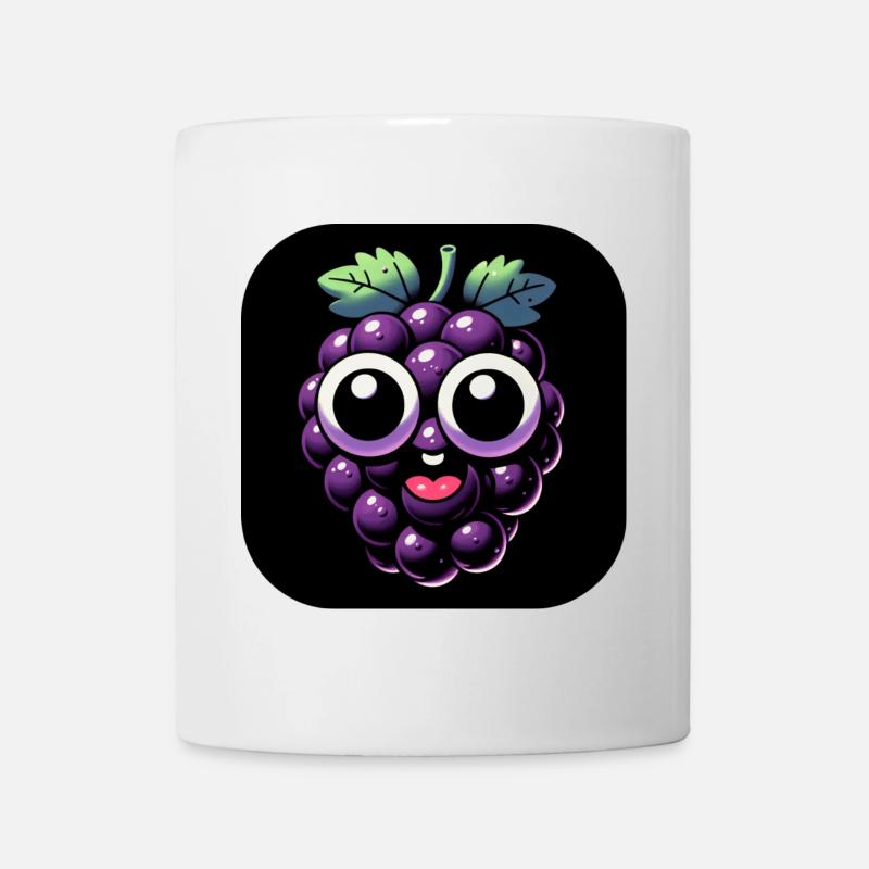 Traube lila mit Augen und Mund im Comic Stil - Tasse - Weiß