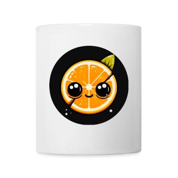 Orange mit Gesicht und großen Augen - Tasse - Weiß - Vorne