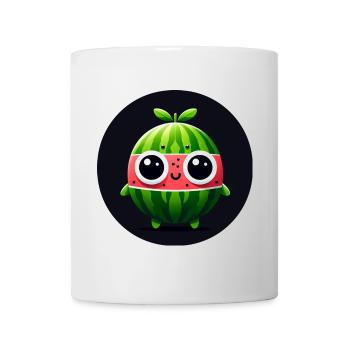 Wassermelone mit Augen im Comic Stil - Tasse - Weiß - Vorne