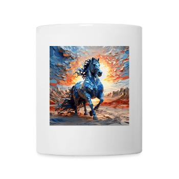Cheval bleu abstrait au lever du soleil - Mug blanc - blanc - Devant