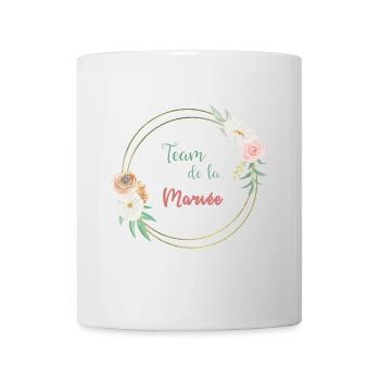 Team de la mariée - frame or et fleurs - Mug blanc - blanc - Devant