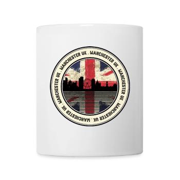 Manchester UK Skyline-Abzeichen - Tasse - Weiß - Vorne