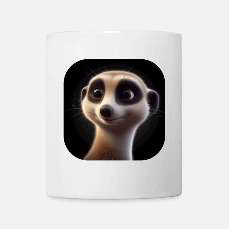 Erdmännchen Kopf mit großen Augen Animation - Tasse - Weiß