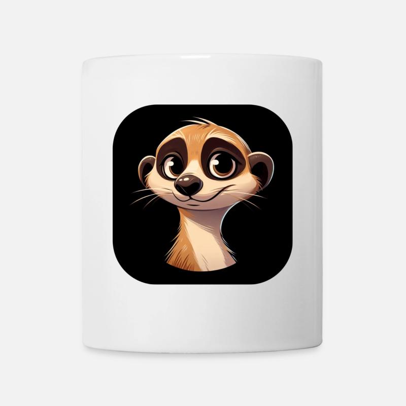 Erdmännchen Kopf Cartoon Comic Portrait - Tasse - Weiß
