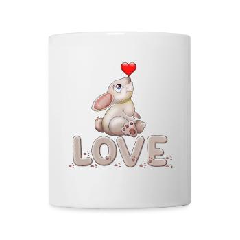 Doux lapin avec affichage d’amour en forme de cœur - Mug blanc - blanc - Devant