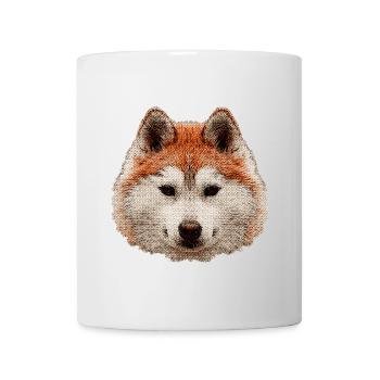 schlittenhunde, Huskykopf wasserfarboptik - Tasse - Weiß - Vorne