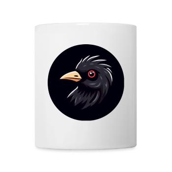 Cartoon Amsel Vogel schwarz mit rotem Auge - Tasse - Weiß - Vorne