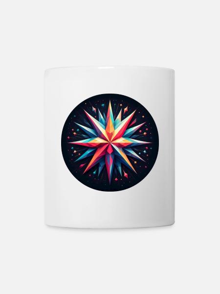 Polygon Stern bunt - Tasse - Weiß