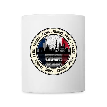 Paris Skyline Tricolor Kreisförmiges Emblem - Tasse - Weiß - Vorne