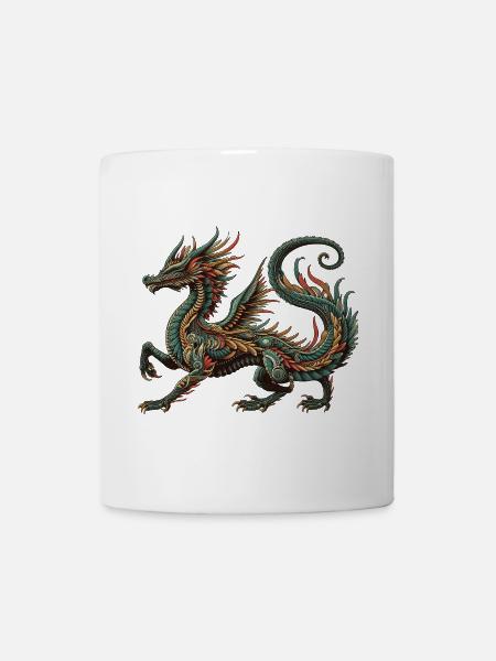 Farbdrache Ornament Tribal Stil - Tasse - Weiß