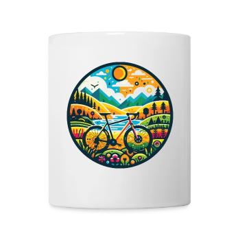 Illustration d’aventure en vélo de gravier - Mug blanc - blanc - Devant