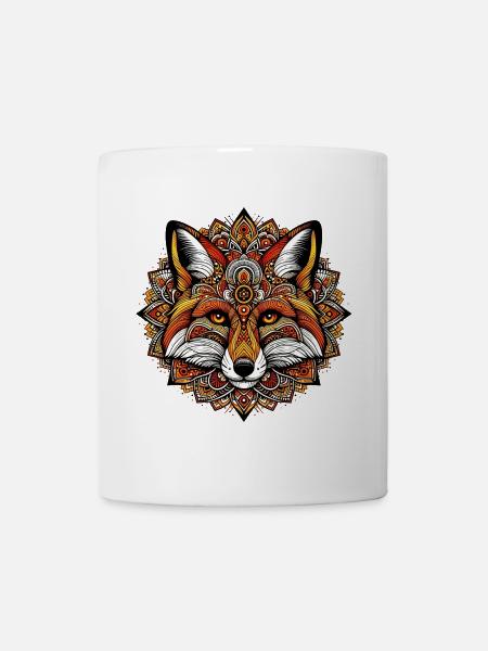 Fuchs mit Mandalas geschmückt - Tasse - Weiß
