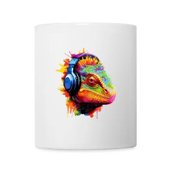 Caméléon avec casque Musique Caméléons - Mug blanc - blanc - Devant