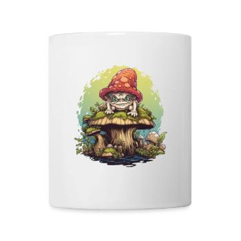 Freches Pilzwesen auf Pilz Wald Fantasy Shirt - Tasse - Weiß - Vorne
