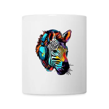Zebra mit Kopfhörer Musik Zebrakopf - Tasse - Weiß - Vorne