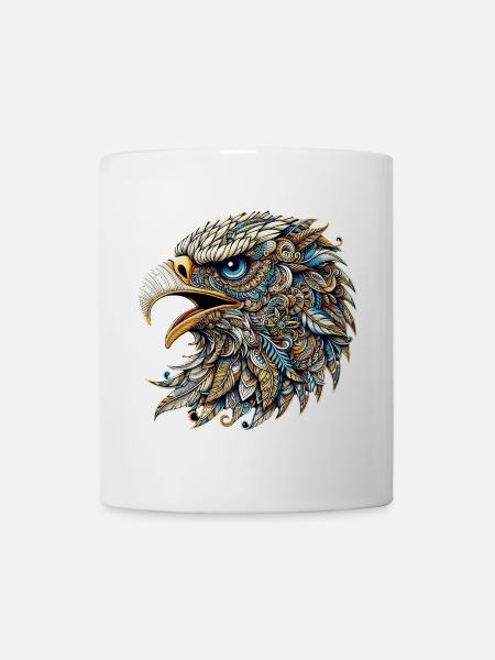 Adler mit Mandalas verziert - Tasse - Weiß