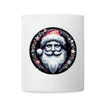Weihnachtsmann Kopf in Kranz hell - Tasse - Weiß - Vorne