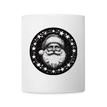 Weihnachtsmann Kopf Polygon Kranz rund grau weiß - Tasse - Weiß - Vorne