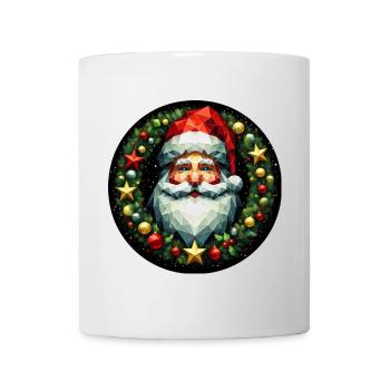 Weihnachtsmann Kopf Kranz bunt rot gold - Tasse - Weiß - Vorne