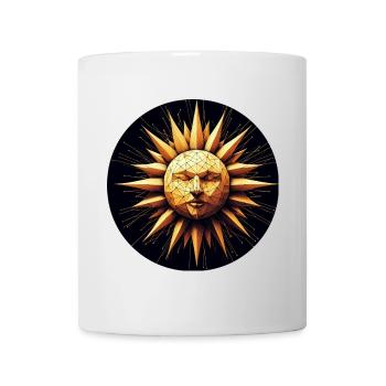 Polygone visage soleil or - Mug blanc - blanc - Devant