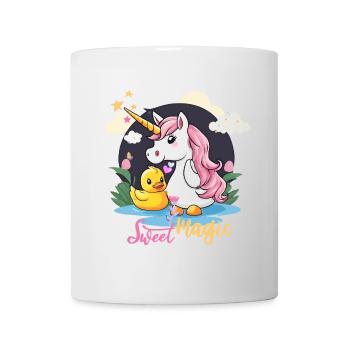 Scène fantaisiste de licorne et de canard - Mug blanc - blanc - Devant