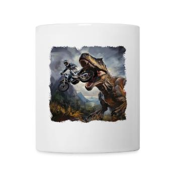 T Rex Motorradfahrer - Tasse - Weiß - Vorne