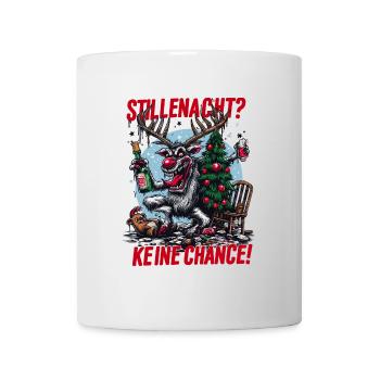 Ironisches Rentier: Keine stille Nacht! - Tasse - Weiß - Vorne