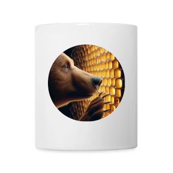 Brown bear looking through a honeycomb - Mug - white - Front
