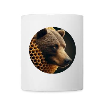 Brown Bear in Bee Honeycomb - Mug - white - Front